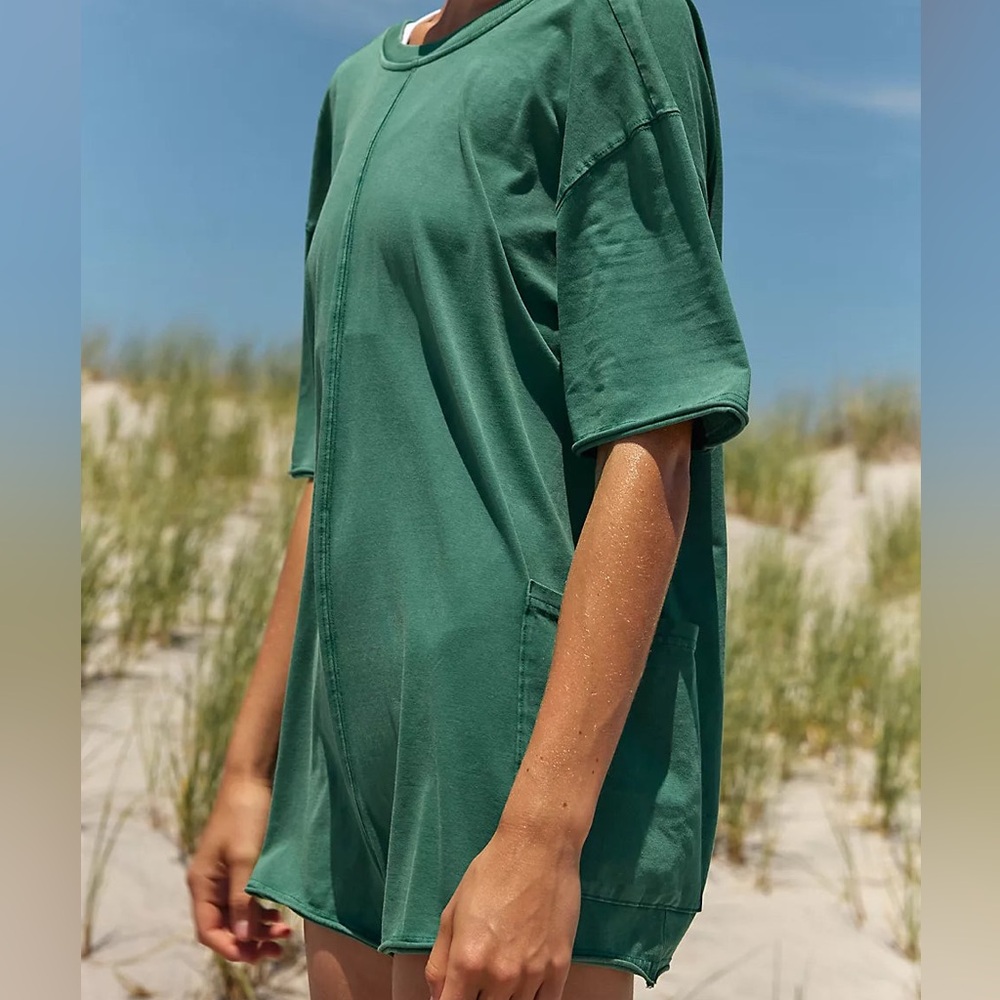 Free People Hot Shot Tee Romper - Heritage Green